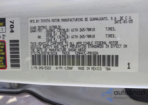 2025 Toyota Tacoma Hybrid Trd Pro из США, поврежденный, VIN 3TYLC5LN3ST019218